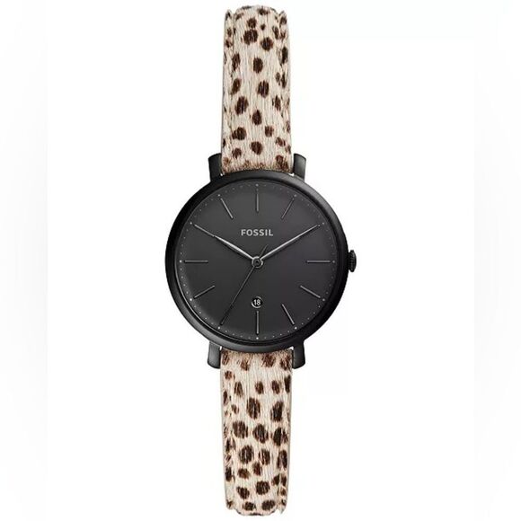 FOSSIL Women's Jacqueline Animal Print Leather Strap Watch 36mm